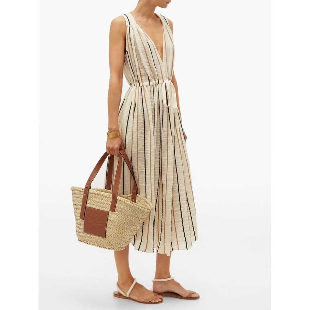Three Graces London Striped Cotton Midi Dress 10 Beach Resortwear EuroSummer